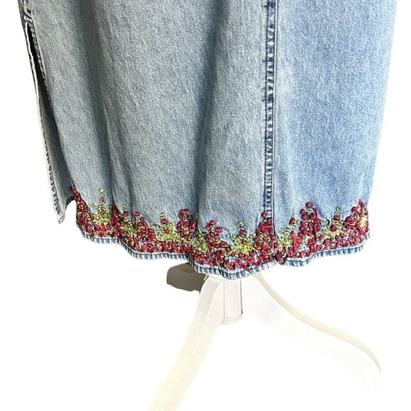 AGAPO Vintage Women's Denim Embroidered Dress Size 2X Sleeveless Made in India - Picture 11 of 13